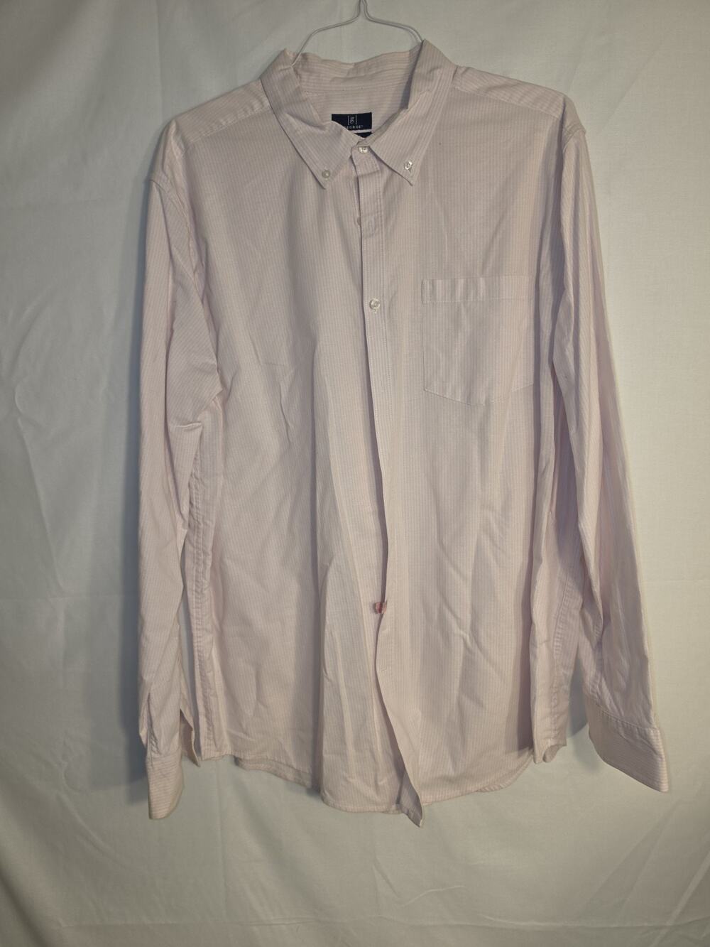 George Slim Fit Men's Pink Striped Dress Shirt Long Sleeve Size 2XL 50 - 52
